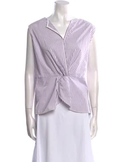 Pre-owned St John Striped V-neck Top In Multi