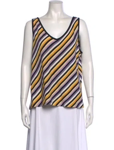 Pre-owned St John Striped V-neck Top In Multi
