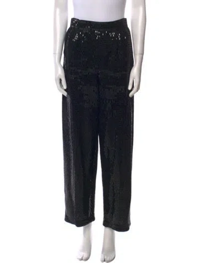 Pre-owned St John Striped Wide Leg Pants In Black