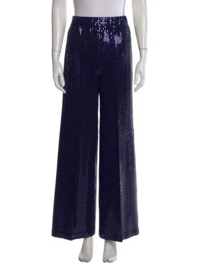 Pre-owned St John Striped Wide Leg Pants In Blue