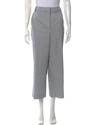 Pre-owned St John Striped Wide Leg Pants In Blue/white