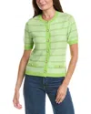 St John St. John Striped Wool-blend Cardigan In Multi