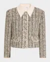 St John Stud-collar Metallic Tweed Collage Jacket In Blush