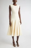 St John St. John Stud Embellished Sleeveless Stretch Cady Midi Dress In Neutral