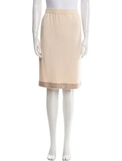 Pre-owned St John Studded Accents Knee-length Skirt In Neutral