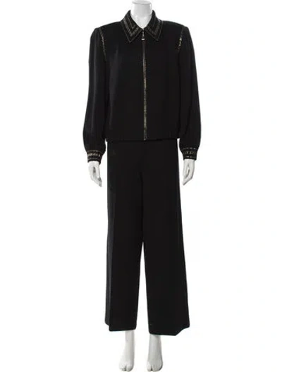 Pre-owned St John Studded Accents Pant Set In Black