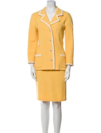 Pre-owned St John Studded Accents Skirt Set In Yellow