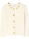 St John St. John Collection Studded Piqué Cardigan In White