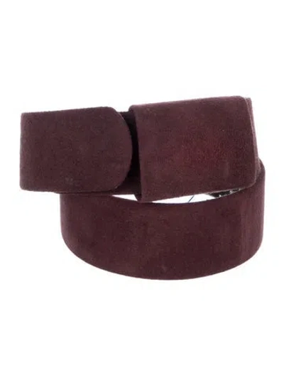 Pre-owned St John Suede Belt In Burgundy