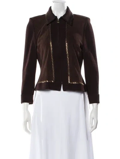 Pre-owned St John Suede Biker Jacket In Brown