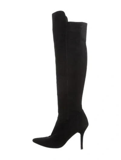 Pre-owned St John Suede Boots In Black