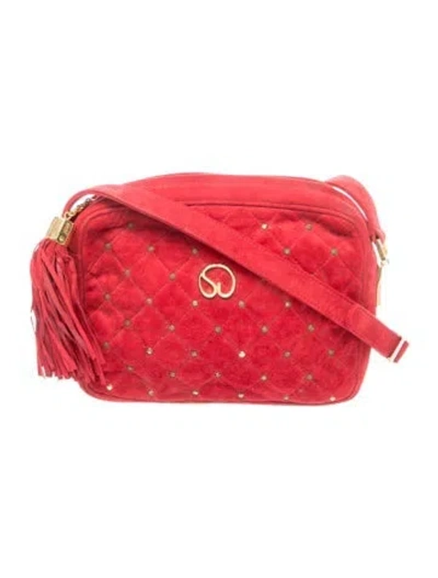 Pre-owned St John Suede Crossbody Bag In Red