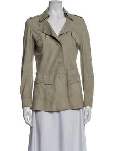 Pre-owned St John Suede Jacket In Green