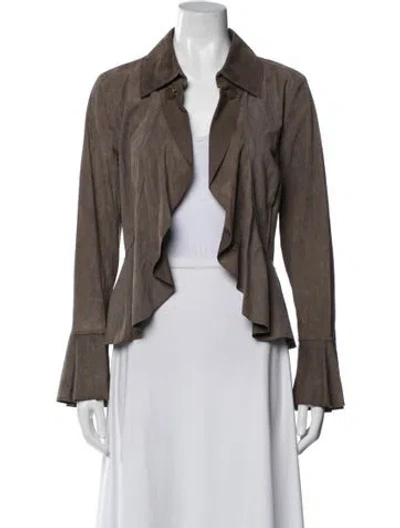 Pre-owned St John Suede Jacket In Neutral