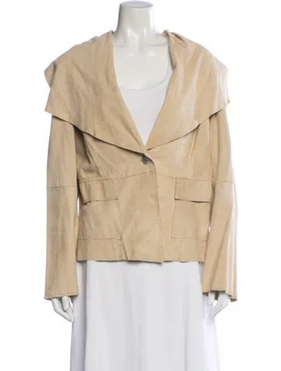 Pre-owned St John Suede Jacket In Neutrals