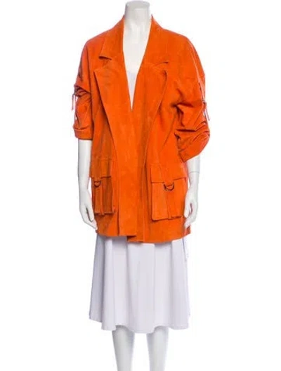 Pre-owned St John Suede Jacket In Orange