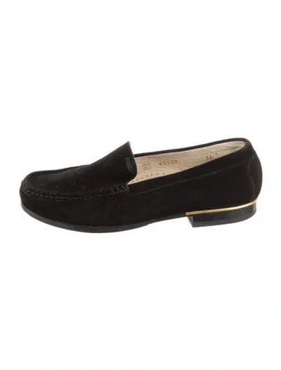 Pre-owned St John Suede Loafers In Black