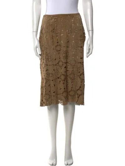 Pre-owned St John Suede Midi Length Skirt In Neutrals