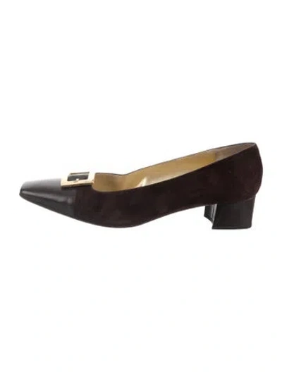 Pre-owned St John Suede Pumps In Brown