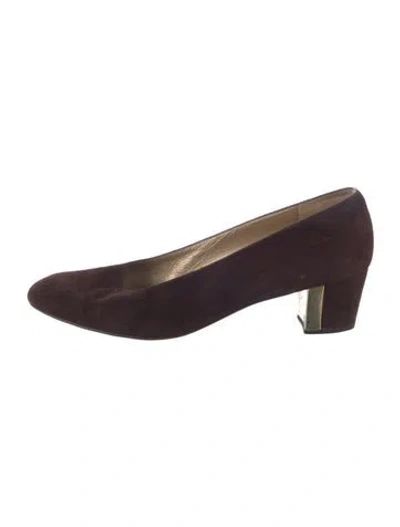 Pre-owned St John Suede Pumps In Burgundy