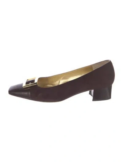 Pre-owned St John Suede Pumps In Burgundy