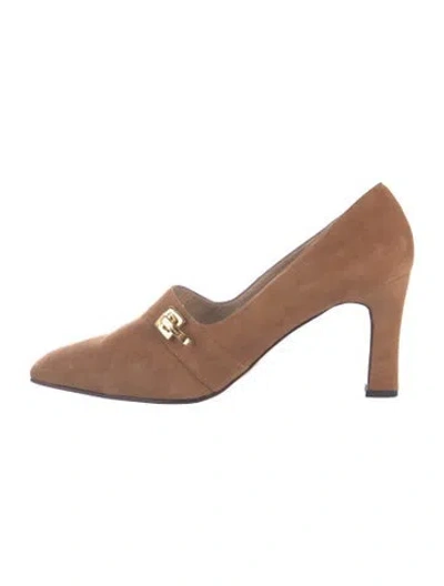 Pre-owned St John Suede Pumps In Neutrals