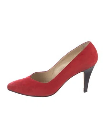 Pre-owned St John Suede Pumps In Red