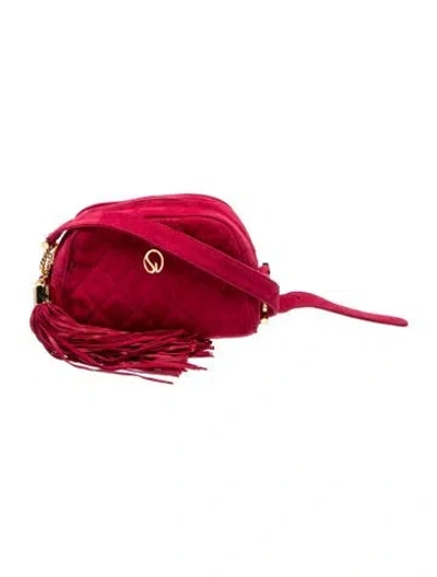Pre-owned St John Suede Shoulder Bag In Burgundy