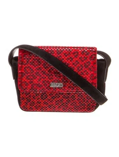Pre-owned St John Suede Shoulder Bag In Red