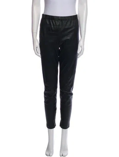 Pre-owned St John Suede Skinny Leg Pants In Black