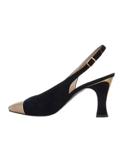 Pre-owned St John Suede Slingback Pumps In Blue