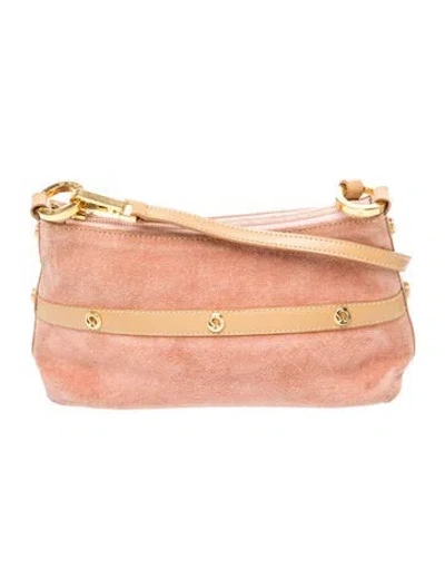 Pre-owned St John Suede Top Handle Bag In Pink