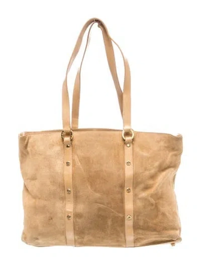 Pre-owned St John Suede Tote In Neutral