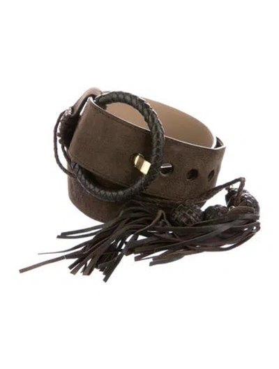 Pre-owned St John Suede Waist Belt In Brown