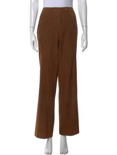 Pre-owned St John Suede Wide Leg Pants In Brown