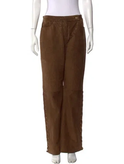 Pre-owned St John Suede Wide Leg Pants In Brown