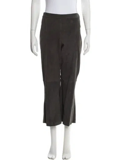 Pre-owned St John Suede Wide Leg Pants In Gray