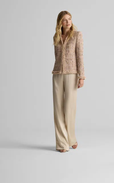 St John Susan Jacket In Metallic Tweed In Neutral