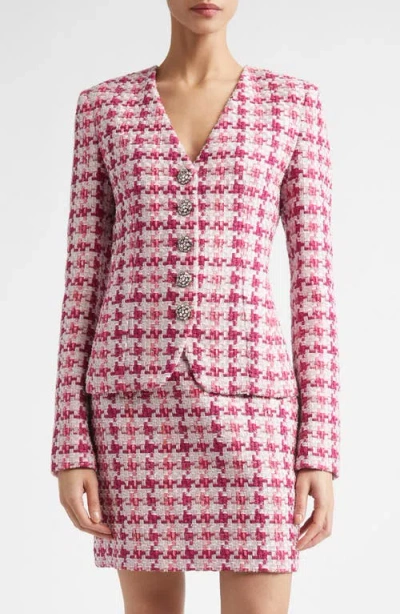 St John Suzy Ritz-tweed Long-sleeve Jacket In Pink