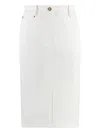 St John Tailored Denim Midi Skirt In White