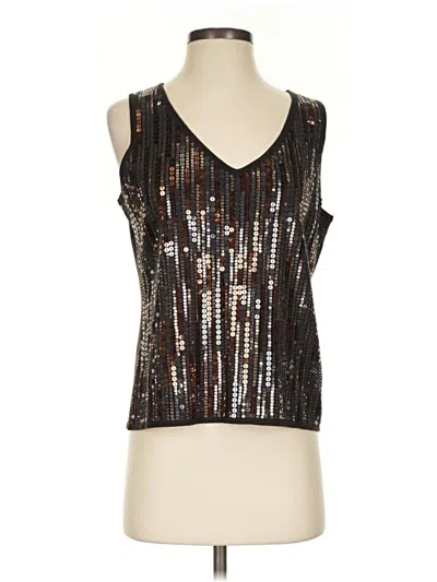 Pre-owned St John Tank Top Black Plunge Neckline Tops