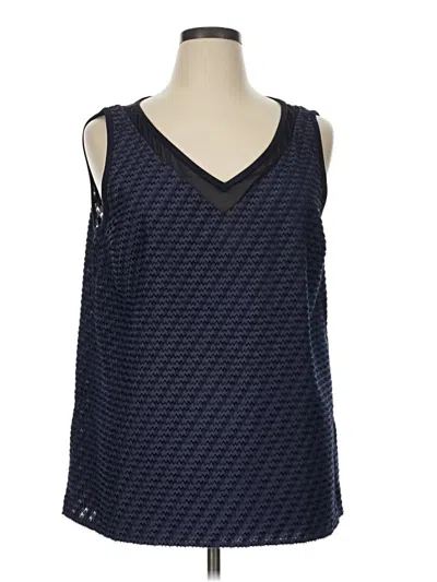 Pre-owned St John Tank Top Blue Cold Shoulder Neckline Tops