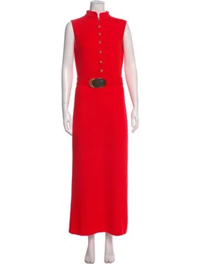 Pre-owned St John Terry Cloth Long Dress In Red
