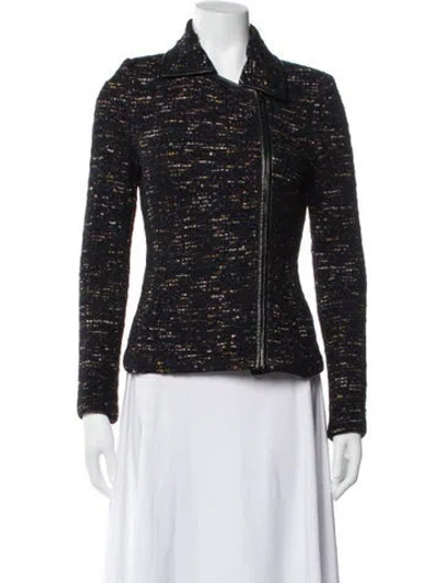Pre-owned St John Terry Cloth Tweed Pattern Evening Jacket In Black
