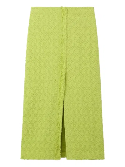 St John Textured Cotton-blend Skirt In Green