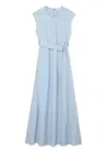 St John Textured Crepe Long Dress In Powder Blue
