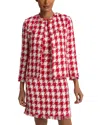 St John St. John Lora Textured Gingham Tweed Jacket In Red