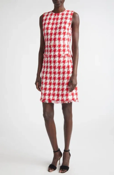 St John St. John Textured Gingham Tweed Sheath Dress In Red