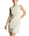 St John Sleeveless Textured Open Weave Mini Dress In Ivory Multi