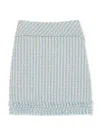 St John Textured Multi Tweed Skirt In Powder Blue/white Multi